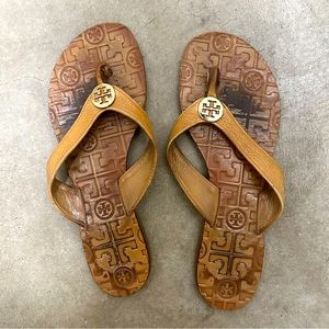 Tory Burch tan flip flops size 7